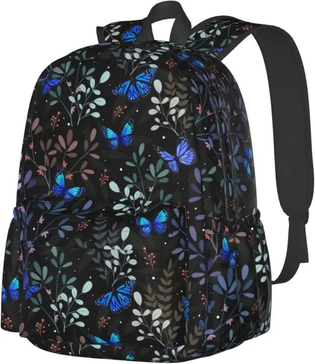 Mochila de lona con mariposas azules para hombre y mujer, morral informal ligero para ordenador portátil, bolso de viaje para el Campus, senderismo - 1