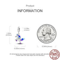 Encantos de Plata Esterlina S925 con Mariposa Flor y Corazón para Pulsera Original de 3mm Joyería Fina de Cumpleaños para Mujeres Material de Metal con Zirconia - details 19