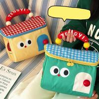 Bolsa de maquillaje de mano de nailon, bolsa de almacenamiento para cuidado de la piel de gran capacidad con dibujos animados, lonchera aislante impermeable multifuncional para exteriores - details 2
