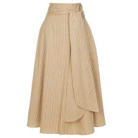 BGTEEVER Primavera Verano elegante con cordones de cintura alta faldas acampanadas femeninas elegantes faldas largas holgadas a rayas para mujer - details 21