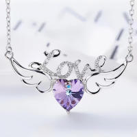 Collar de diseño con alas de plata, combinación de corazón para cumpleaños, regalo de San Valentín - details 5