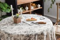 Mantel Vintage de lino y algodón, cubierta de mesa redonda lavable rústica Floral Pastoral para decoración de granja, Picnic, decoración de mesa - details 3