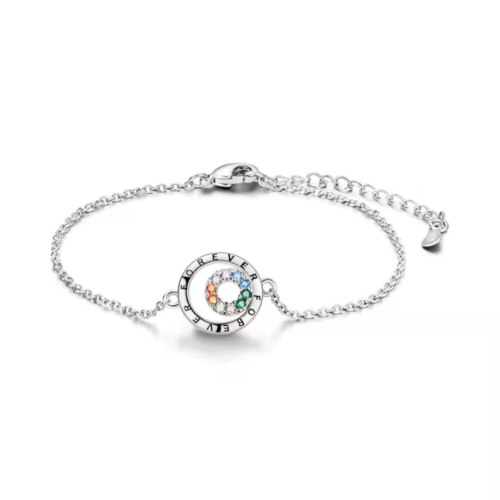 Anillo doble eterno de Plata de Ley 925, pulsera ajustable de circón colorido, compatible con cuentas, colgantes, joyería fina para mujeres y niñas - 1