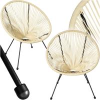 Conjunto de 2 Sillas Jardín Exterior Estilo Acapulco, Conjunto Sillas Terraza de Acero, Resistente a Intemperie, Hilos de Polietileno y Topes en Patas, Hasta 120kg, Interior/Exterior - negro - details 8