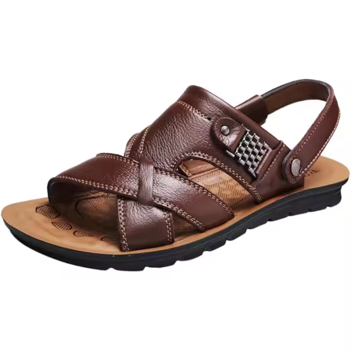 Sandalias de verano para hombre, sandalias de senderismo y montañismo, suela antideslizante, sandalias de cuero para playa, chanclas ergonómicas - 1