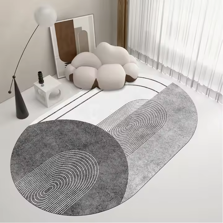 Alfombras ovaladas para sala de estar, diseño de Arte Moderno, área grande, nórdico, minimalista, abstracto, alfombras decorativas para dormitorio, alfombrilla antideslizante - 1