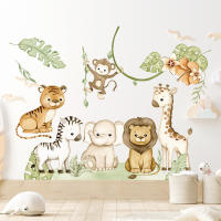 Pegatinas De Pared Para Habitación Infantil Animales De La Selva Africana Dibujos Animados Decoración Para Dormitorio Y Sala De Estar PVC - details 10