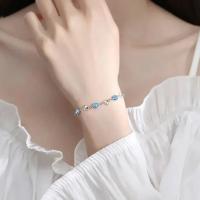 Pulsera de Plata Esterlina 925 en Forma de Corazón Brazalete de Cristal Azul Versátil - details 3