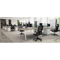 Oficina, Silla de Escritorio Ergonómica con Reposabrazos Plegables, Altura Ajustable, Soporte Lumbar, Silla Giratoria con Cojín de Asiento Acolchado Blanco - details 0