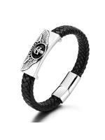 Pulsera De Acero Inoxidable Para Hombres Con Cordón De Cuero Tejido a Mano Joyería Masculina Regalos Estilo Europeo Y Americano - details 5