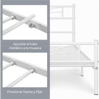Cama Individual con Espacio Bajo Marco Metal Altura 32 cm Cama Individual con Cabecera para Colchón de 90 x 190 cm Blanco - details 26