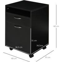 Mueble de Oficina Móvil con Cajón y Gabinete Soporte de Impresora con Ruedas Tamaño 40x35x60 cm - details 11