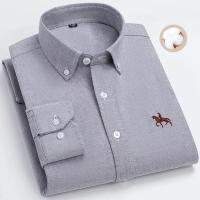 hombre manga larga ropa hombre S~7XL 100% algodón puro Camisa giratoria Oxford de manga larga para hombre Ocio de negocios Bolsillo bordado Slim Fit Estilo de botón Suave Med - details 41
