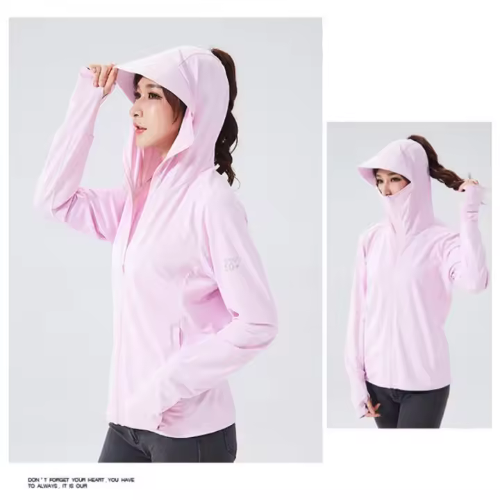 Sudadera de Manga Larga de Verano Protección UV, Secado Rápido, Chaqueta con Capucha para Mujer, Sudadera Fina para Playa - 1
