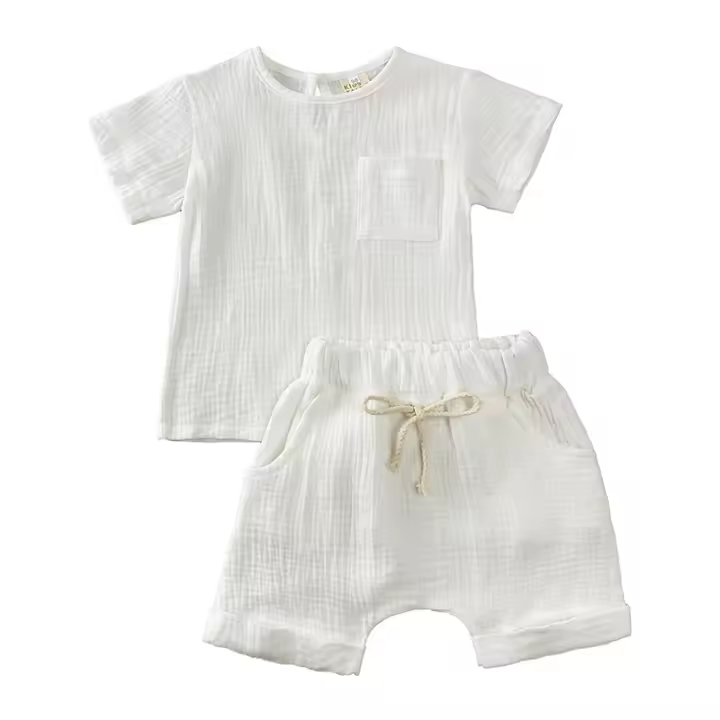 2025 verano nuevos niños y niñas conjunto de algodón conjunto de niños medianos y pequeños niños de dos piezas conjunto de bebé - 1
