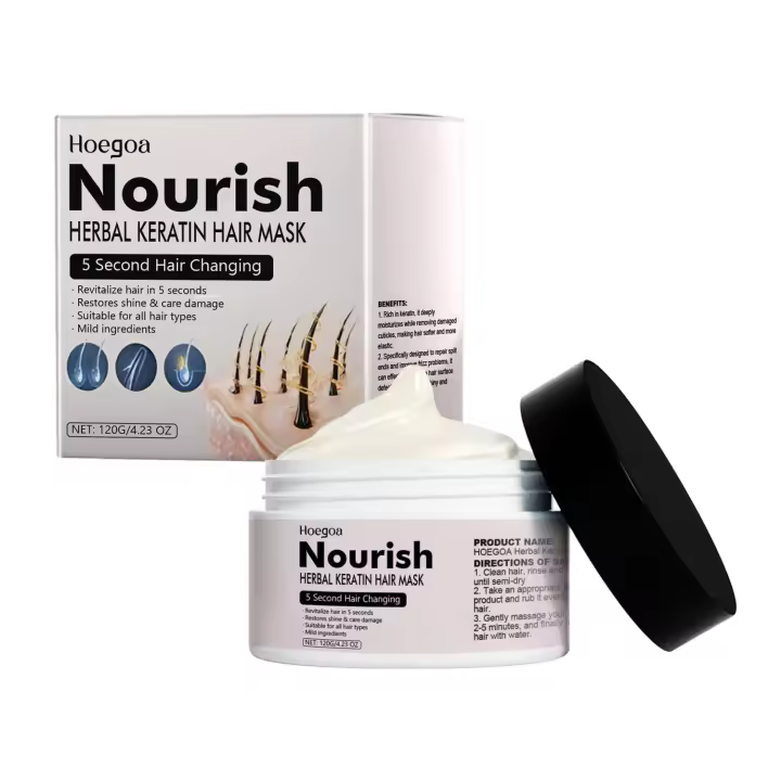 Mascarilla capilar hidratante, suave, brillante y nutritiva con queratina - 1