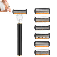 Maquinilla de afeitar portátil de acero inoxidable para hombres, cabezales de corte de seis capas, para baño, Hotel, viaje, uso doméstico - details 0