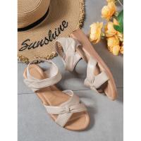 Sandalias de playa para mujer, talla grande, planas, con punta abierta, casuales, con velcro, para estudiantes, de verano. - details 1