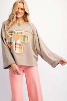 Sudadera Básica de Manga Larga para Mujer Cuello Redondo, Ajuste Suelto, Estilo Floral, Adecuada para Jóvenes - details 7