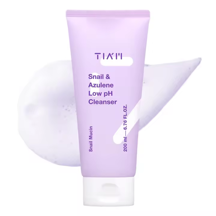 TIAM Snail&Azulene Low Cleanser, 6.76 fl oz, limpiador suave diario con mucina de caracol, adecuado para pieles sensibles, equilibrio de pH, - 1