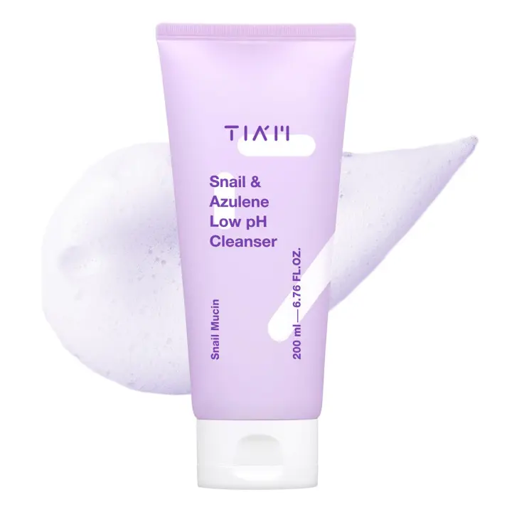 TIAM Snail&Azulene Low Cleanser, 6.76 fl oz, limpiador suave diario con mucina de caracol, adecuado para pieles sensibles, equilibrio de pH, - 1