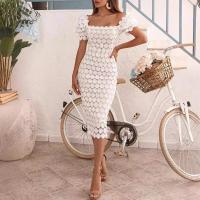 Nueva falda de viajero de estilo de encaje a la moda, vestido de longitud media envolvente en el pecho de Color sólido con cintura media de tres colores - details 2