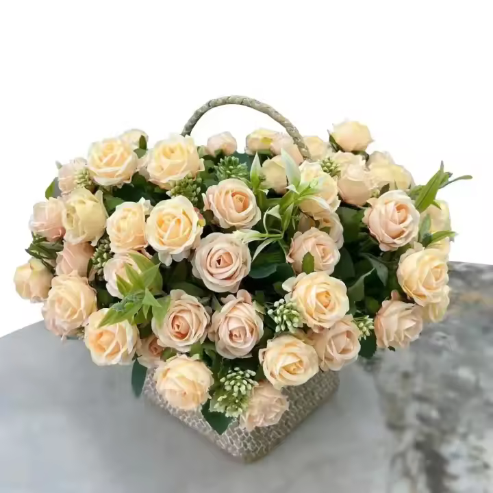 Ramo de rosas artificiales de 10 cabezas, decoración de boda de rosas occidentales, peonías de 6 colores, flores artificiales - 1