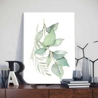 Cuadros de Pared Nórdicos de Agua Colorida en Lienzo con Marcos y Hojas de Planta Sage Verde 3pcs Decoración Moderna para Habitación Arte de Pared con Imágenes de DHROOM Material de Lienzo Sin Marco - details 4