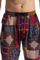 Pantalón en lino imprimé Tribal Boho para hombres, en algodón, décontracté, con cordón de serrage, para deportes al aire libre, curso à pied, sorpresa, été - details 5
