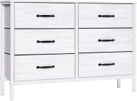 Cómoda con 6 cajones de tela, cómoda de dormitorio blanca, mueble de almacenamiento, muebles de dormitorio, cómoda para cocina, oficina, pasillo, mueble de TV con cajones - details 19