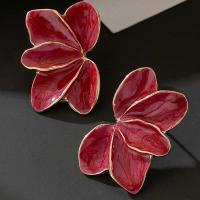 Pendientes de pétalos de esmalte rojo, R de metal para mujer, joyería, estilo de moda, regalos navideños, accesorios de lujo diarios MQ478 - details 3