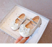 Zapatos de cuero para niñas pequeñas, calzado informal con encaje de mariposa, Princesa de cristal, dulce y Chic, planos y suaves para fiesta - details 6