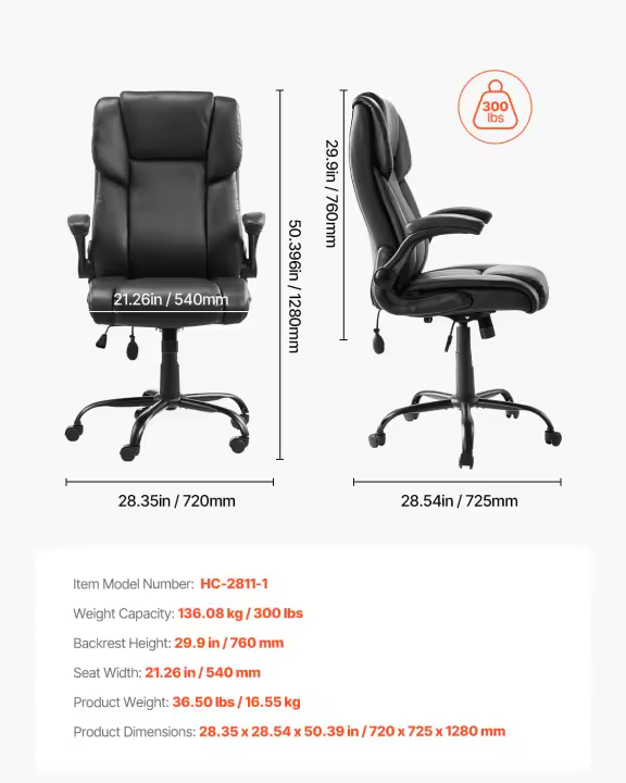 Silla ejecutiva SucceBuy, respaldo alto con funciones avanzadas, negra, para máxima comodidad y apoyo en la oficina, estudio y juegos - 1