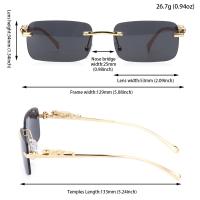 Gafas de Sol Cuadradas sin Montura para Hombres y Mujeres Lentes de Sol de Metal con Cabezal de Leopardo Estilo Vintage Marca de Lujo Popular para Viajes y Conducir - details 1