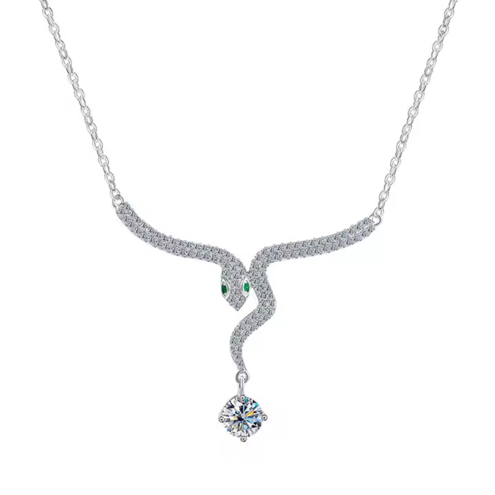 Collar con colgante de serpentina de 0,5 quilates para mujer, plata |   Regalo del día de San Valentín - 1