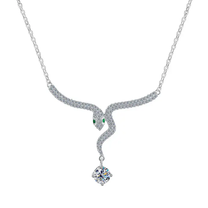Collar con colgante de serpentina de 0,5 quilates para mujer, plata |   Regalo del día de San Valentín - 1