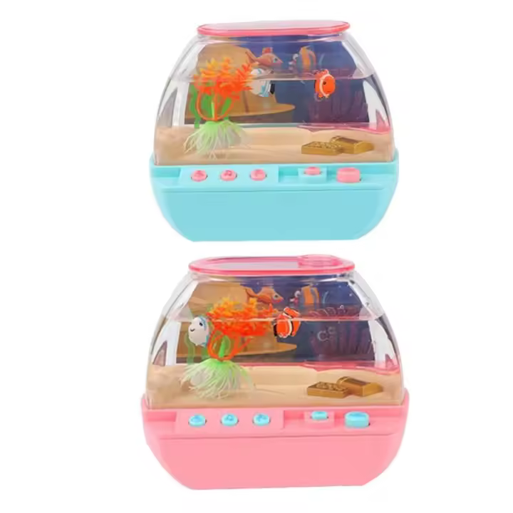 Juguete de acuario Artificial creativo, Mini pecera de simulación con dibujos animados, pecera falsa con música, decoración de pecera - 1