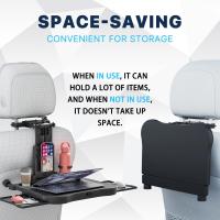 Bandeja de Viaje Multifuncional Ajustable Soporte Universal para Dispositivos Electrónicos en Asiento Trasero Comedor Portátil con Soporte para Teléfono y Bebida Ideal para Viajes en Carretera - details 5