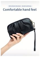 Bolso de Mano de Cuero Genuino de Doble Capa Cartera con Cremallera y Correa Desmontable - details 3