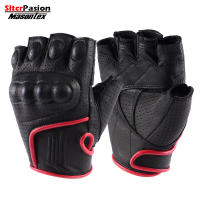 Guantes de cuero auténtico para motocicleta, manoplas de medio dedo para Motociclista, Luva, Gant, Enduro, novedad de Verano - details 2