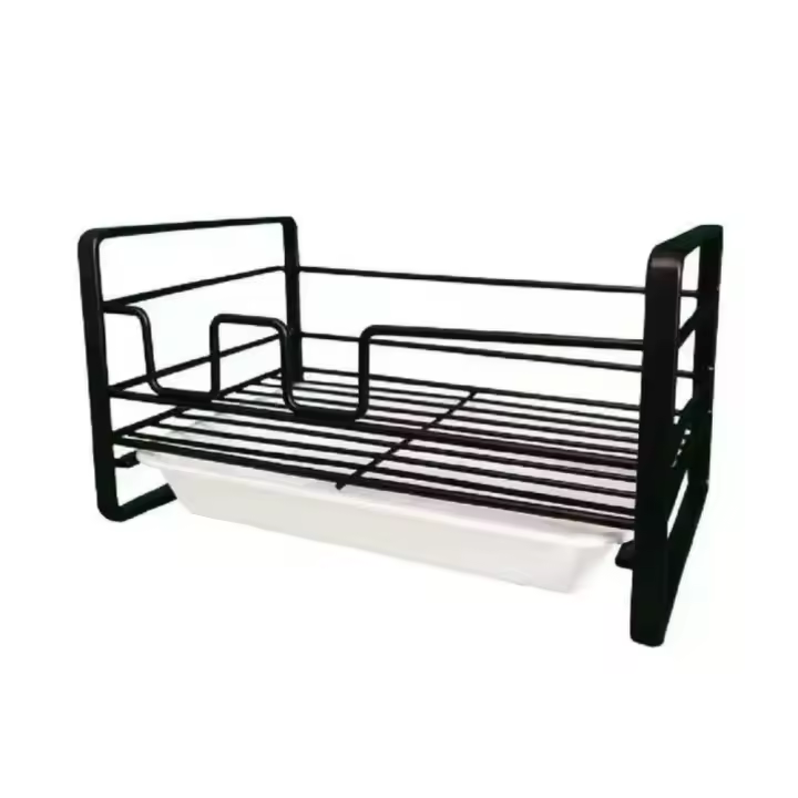 Soporte de esponja grande y resistente, estante de secado de organización eficiente y duradero, cesta de almacenamiento de cocina portátil para el hogar, Blanco/negro - 1