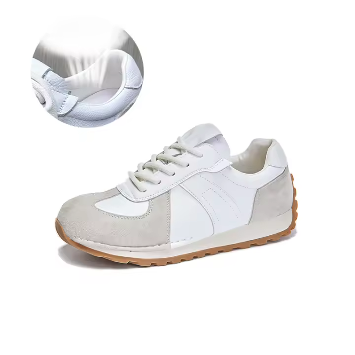 Cuero nuevos zapatos de entrenamiento moral deportivo de fondo plano zapatos blancos casuales para mujer - 1