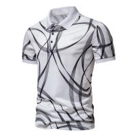 2025 nueva moda Casual Flip Collar manga corta Polo camisa de los hombres Top - details 0