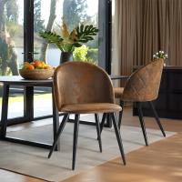 Juego de 4 sillas giratorias de ante para comedor con asiento acolchado, sillas de diseño para salón o cocina, con patas de metal negro, marrón - details 100