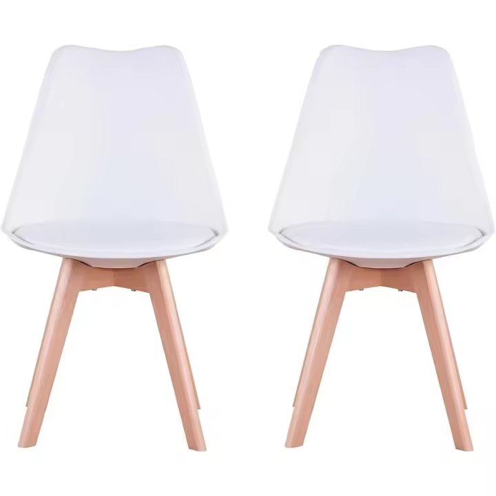 Cocina Nórdica, Patas de Madera de Haya, Asiento Tapizado, Sillas Escandinavia para Salón,Blanco - 1