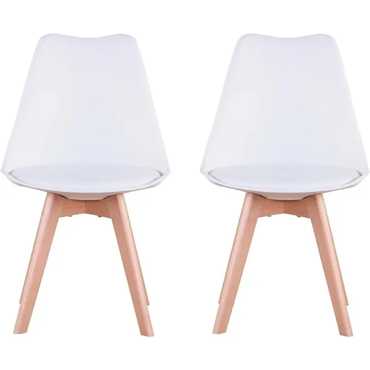 Cocina Nórdica, Patas de Madera de Haya, Asiento Tapizado, Sillas Escandinavia para Salón,Blanco - 1