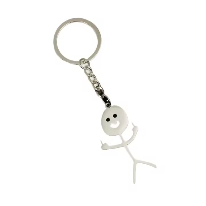 1 par de llaveros divertidos de Stickman con forma de corazón y dedo, llavero de acero inoxidable con garabatos para mujer y hombre, bolso, colgante para llaves de coche, regalo para pareja - 1