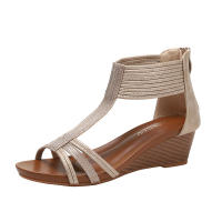 Sandalia de tacón inclinado para mujer, novedad de verano 2025, sandalias romanas de fondo suave informales y versátiles de talla grande y gruesas para mujer - details 2