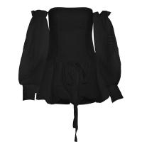 Manga corta retro con cuello redondo para mujer, nueva - details 23
