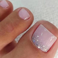 24PCS Uñas Postizas De Sello Cuadrado En Rosa Gradient Elegantes Y Delicadas Para Chicas Moda Uñas Postizas De Fiesta - details 1